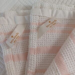 NWOT - Kate Spade - Set of 2 - Vintage Stripe Crystal Pink Kitchen Towel